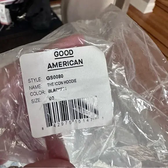 Good American Women’s The Icon Hoodie New Black - Picture 6 of 8